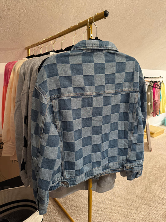 Checkered Denim Jacket