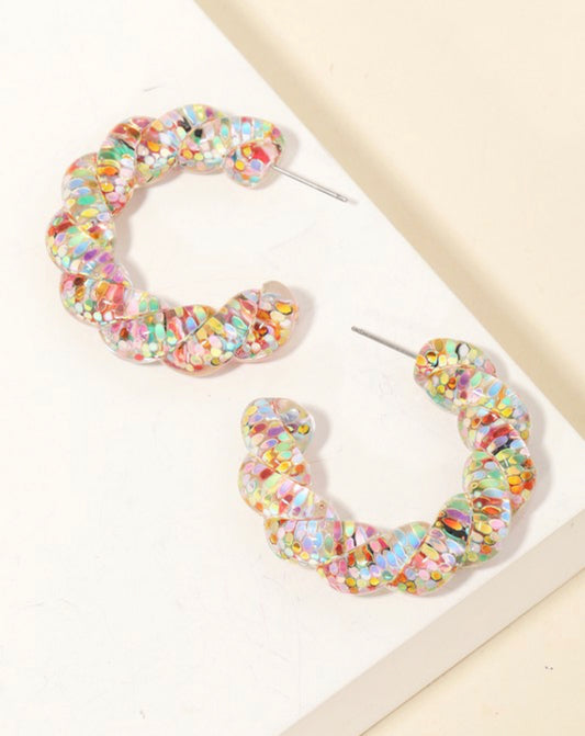 Multi-Color Glitter Hoops