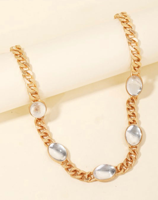 Rhinestone Chain Link Necklace