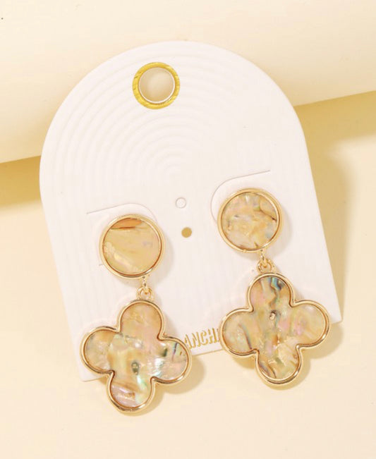 Multi-Color Clover Charm Dangle Earrings