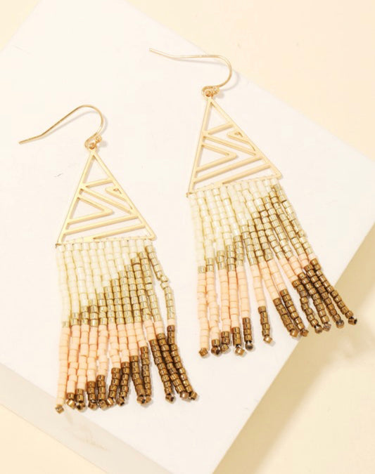 Triangle Beaded Fringe Earrings