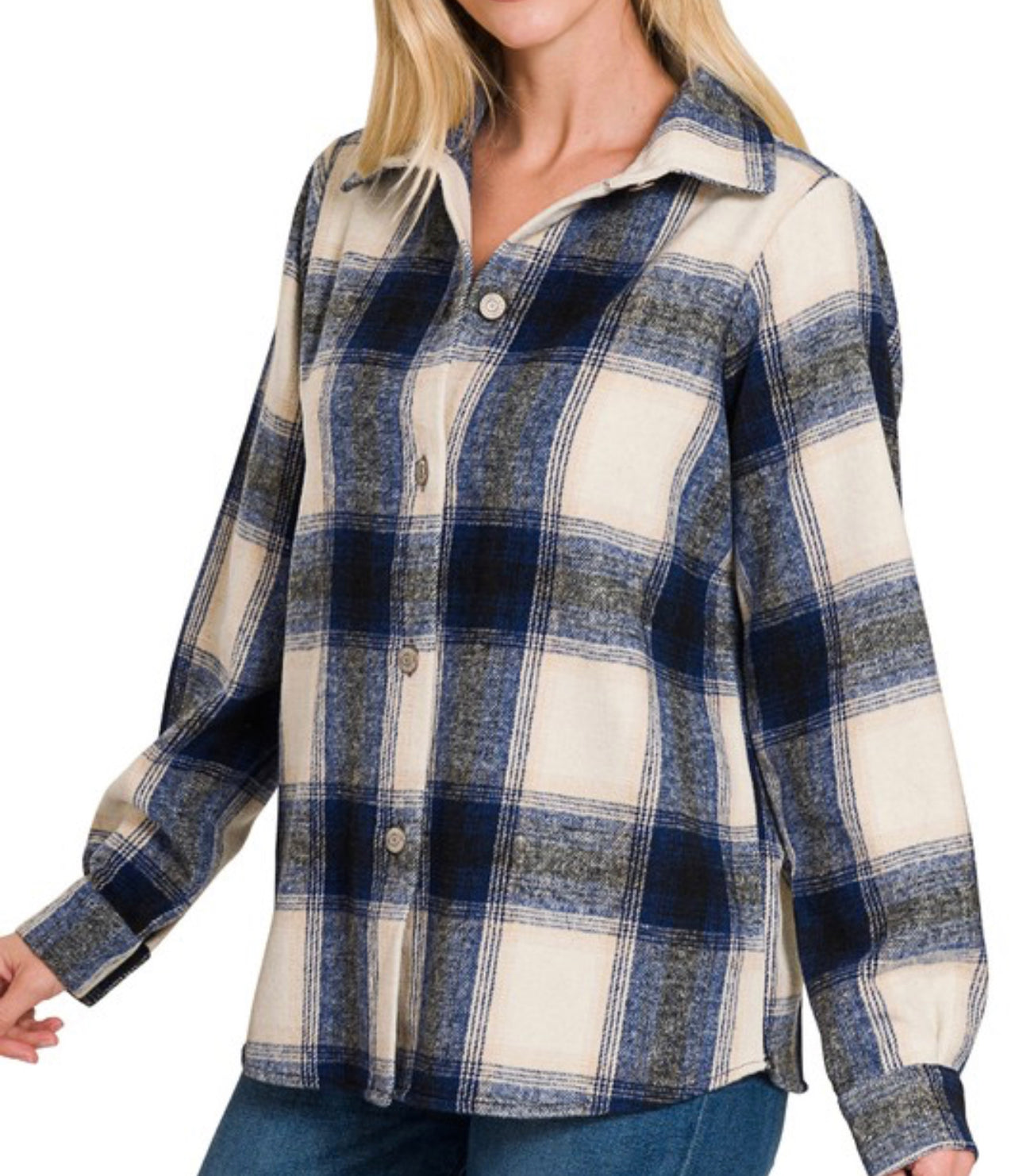 Navy Plaid Shacket