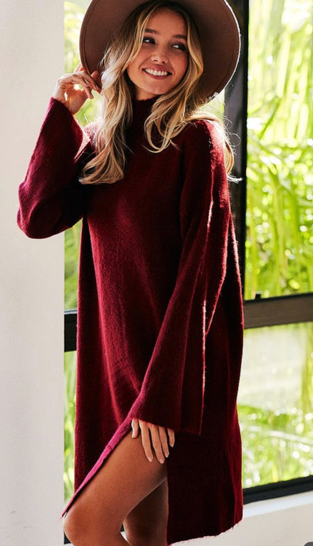 Red Wine Burgundy Sweater Dress