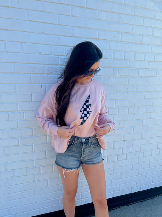 Ready, Set, Go Checkered Lightening Bolt Sweater